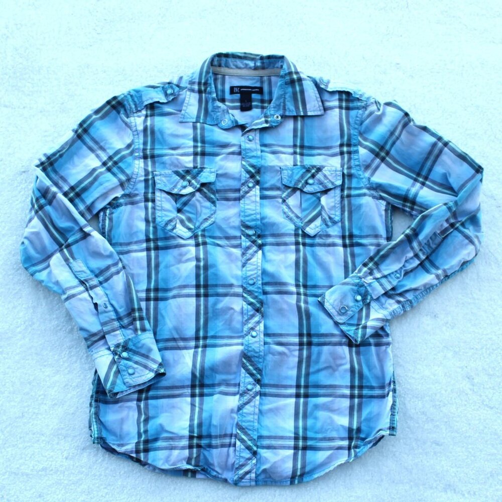 🩵🤠INC International Concepts Western Pearl Snap Men's Long Sleeve Shirt